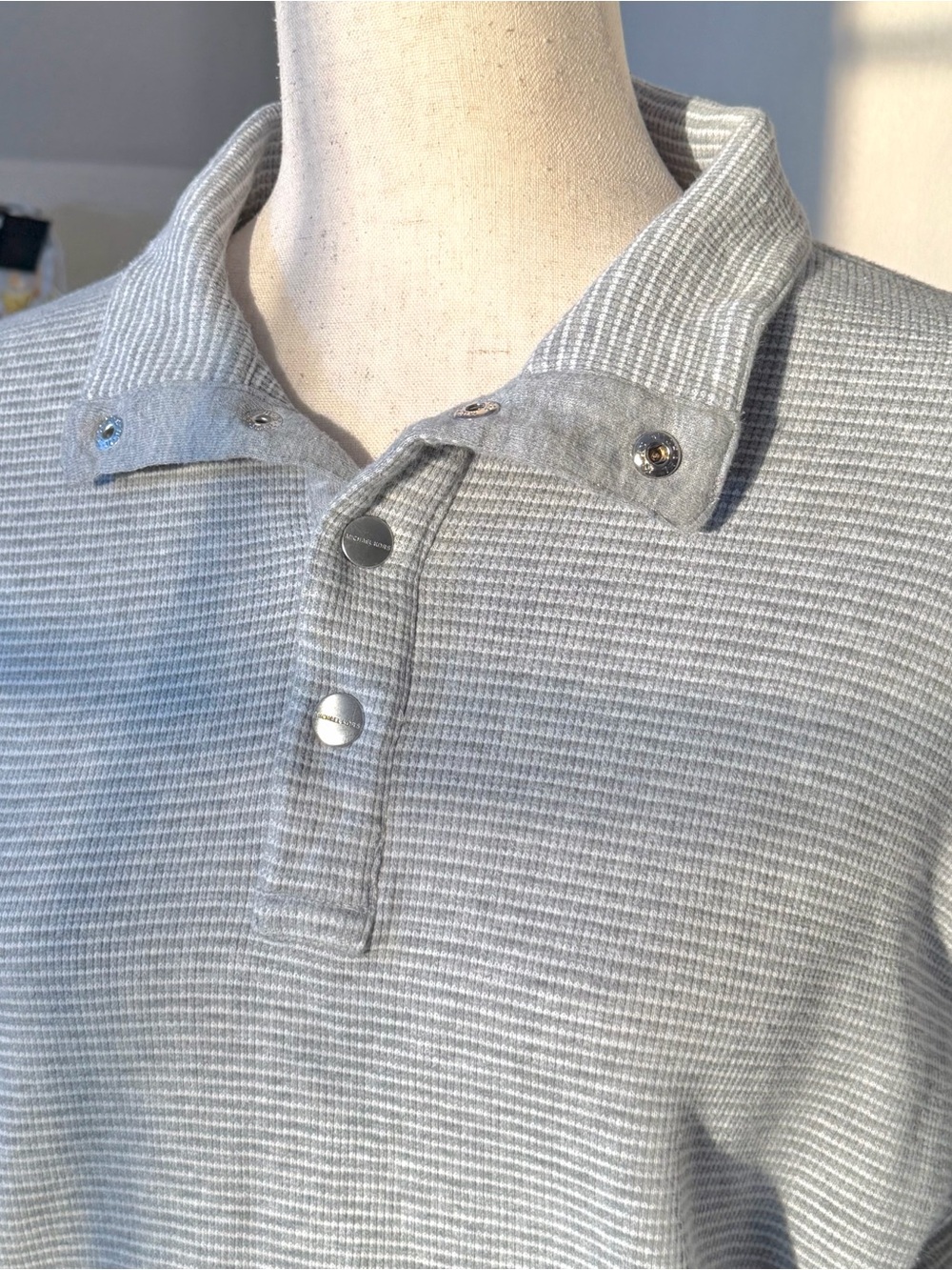 Button-Front Waffle Knit Sweater